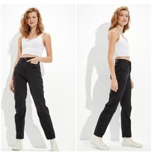 American Eagle Highest Rise 90s Boyfriend Distressed Black Jeans Women's 6